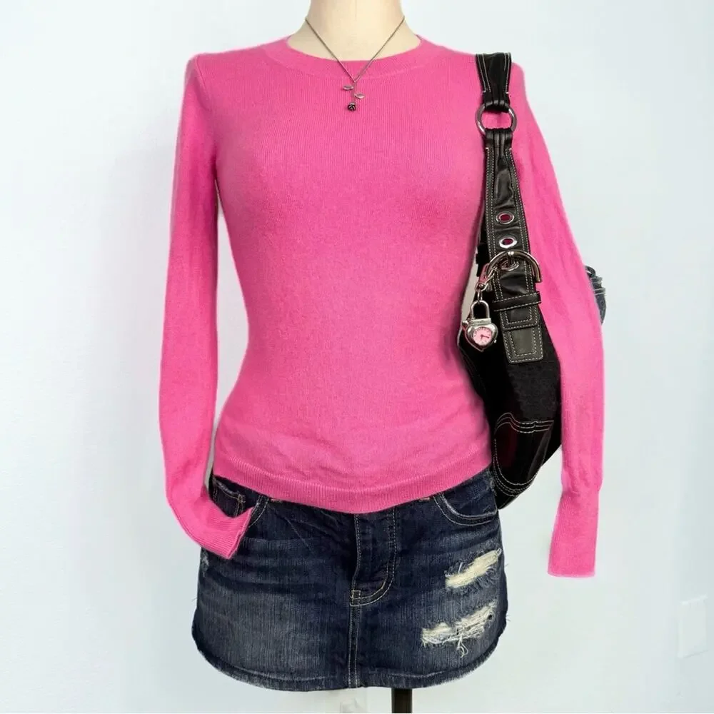 J.Crew 100% Cashmere Sweater Size XS Pink Crewneck Long Sleeve Soft Knit Fitted